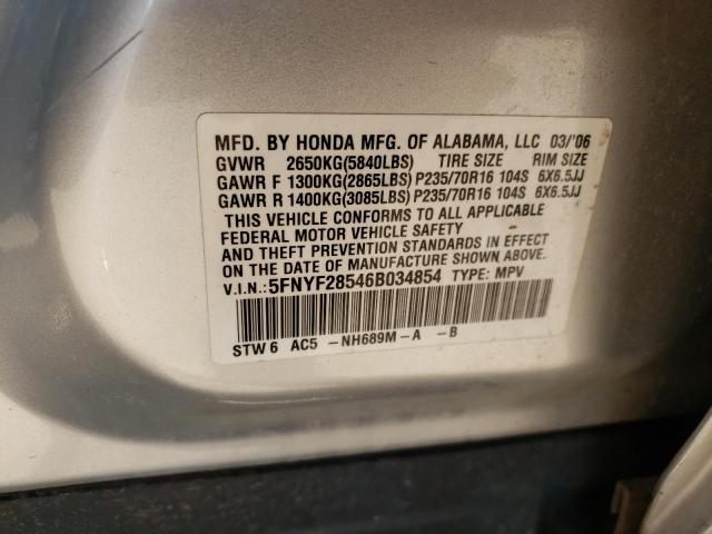 Photo 10 from auction – 2006 HONDA PILOT EX with VIN 5FNYF28546B034854