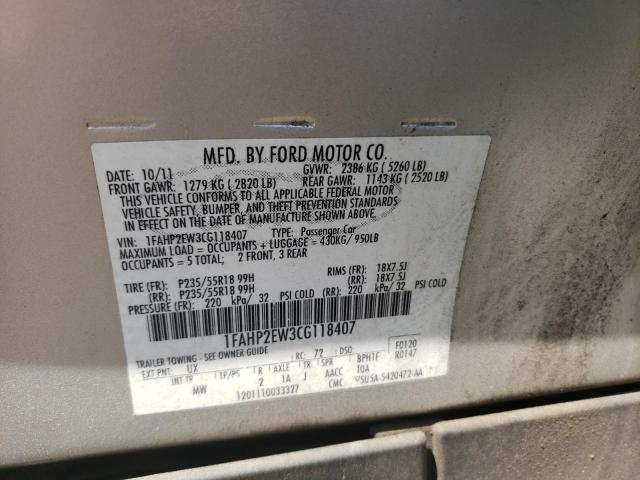 Photo 10 from auction – 2012 FORD TAURUS SEL with VIN 1FAHP2EW3CG118407