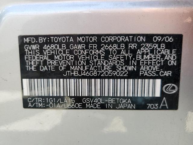 Photo 10 from auction – 2007 LEXUS ES 350 with VIN JTHBJ46G872059022
