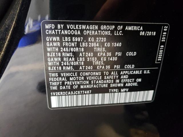 Photo 10 from auction – 2018 VOLKSWAGEN ATLAS SE with VIN 1V2KR2CA3JC577487