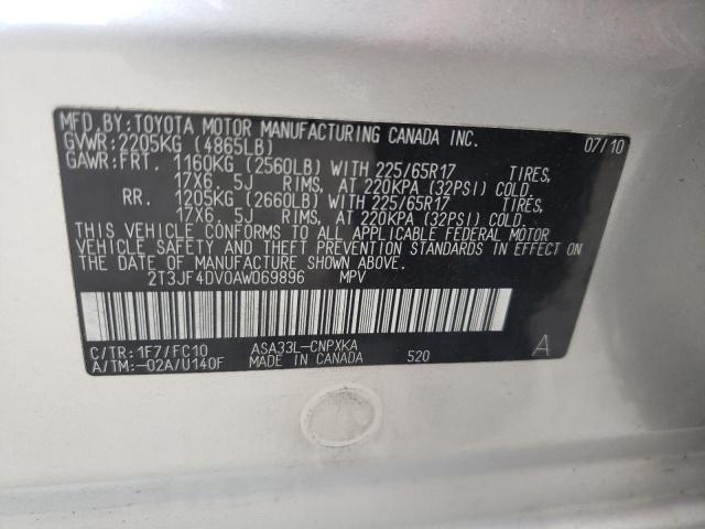 Photo 10 from auction – 2010 TOYOTA RAV4 with VIN 2T3JF4DV0AW069896