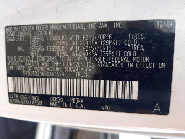 Photo 10 from auction – 2005 TOYOTA TUNDRA with VIN 5TBJT32165S461574