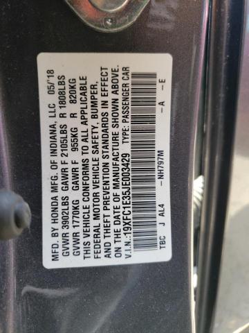 Photo 10 from auction – 2018 HONDA CIVIC EX with VIN 19XFC1E35JE003429