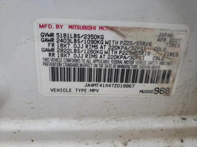 Photo 10 from auction – 2007 MITSUBISHI OUTLANDER with VIN JA4MT41X47Z018867