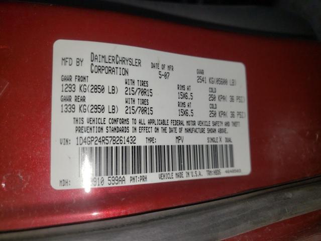 Photo 10 from auction – 2007 DODGE GRAND CARA with VIN 1D4GP24R57B261432