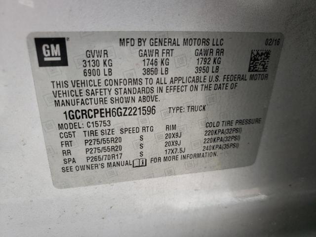Photo 10 from auction – 2016 CHEVROLET SILVERADO with VIN 1GCRCPEH6GZ221596