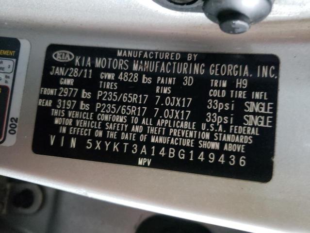 Photo 10 from auction – 2011 KIA SORENTO BA with VIN 5XYKT3A14BG149436