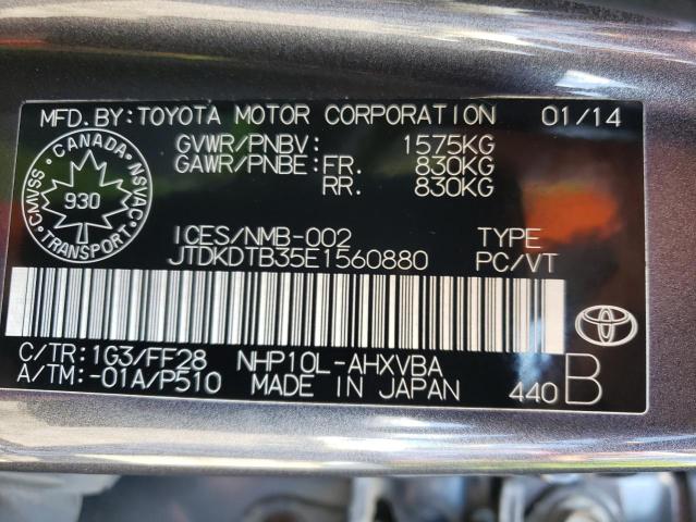 Photo 10 from auction – 2014 TOYOTA PRIUS C with VIN JTDKDTB35E1560880