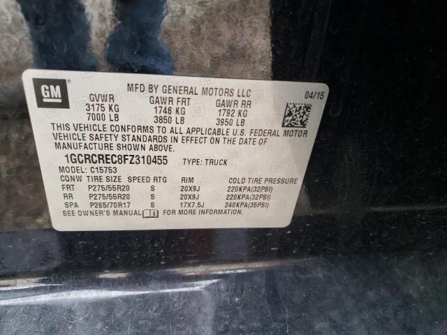 Photo 10 from auction – 2015 CHEVROLET SILVERADO with VIN 1GCRCREC8FZ310455