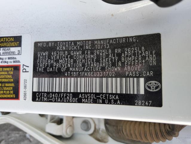 Photo 10 from auction – 2014 TOYOTA CAMRY L with VIN 4T1BF1FK6EU331702
