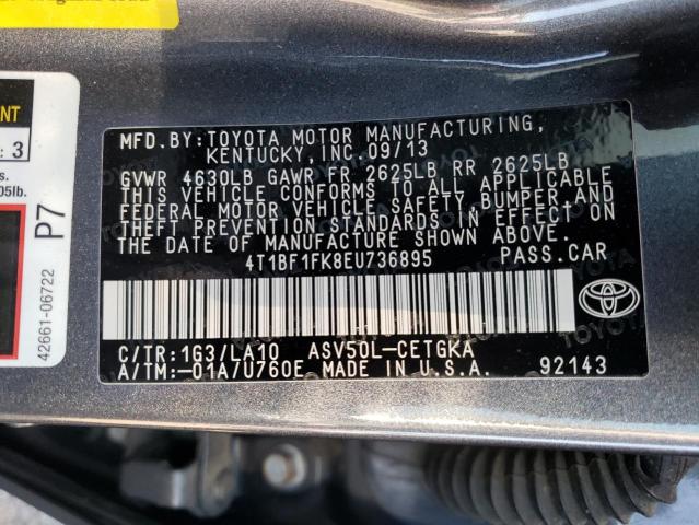 Photo 10 from auction – 2014 TOYOTA CAMRY L with VIN 4T1BF1FK8EU736895