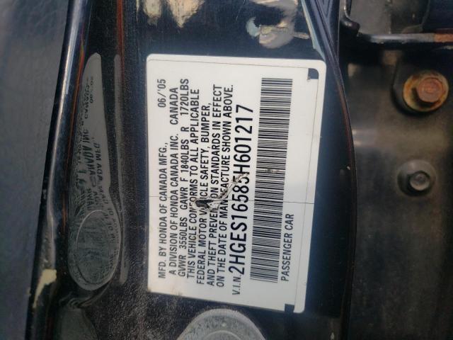 Photo 10 from auction – 2005 HONDA CIVIC LX with VIN 2HGES16585H601217