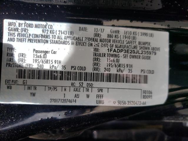 Photo 10 from auction – 2018 FORD FOCUS S with VIN 1FADP3E20JL235979