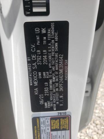 Photo 10 from auction – 2021 KIA FORTE FE with VIN 3KPF24AD3ME384642