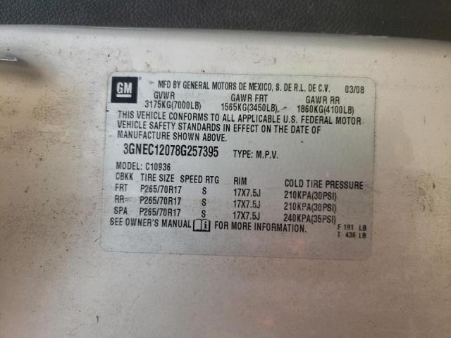 Photo 10 from auction – 2008 CHEVROLET AVALANCHE with VIN 3GNEC12078G257395