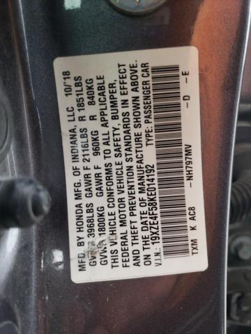 Photo 10 from auction – 2019 HONDA INSIGHT EX with VIN 19XZE4F58KE014192