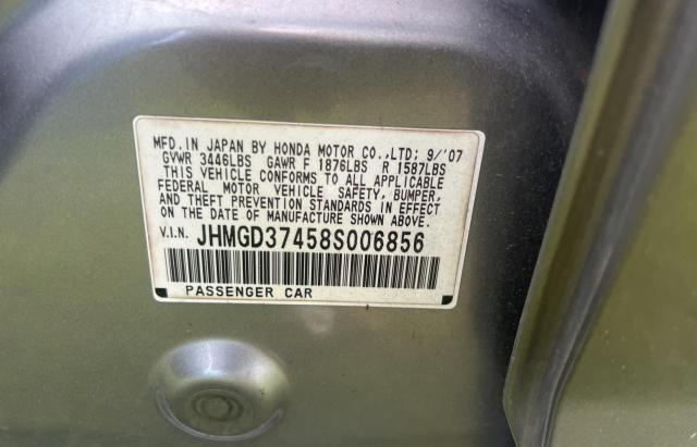 Photo 10 from auction – 2008 HONDA FIT with VIN JHMGD37458S006856
