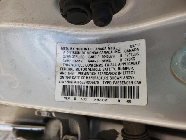 Photo 10 from auction – 2011 HONDA CIVIC LX with VIN 2HGFA1F56BH309679