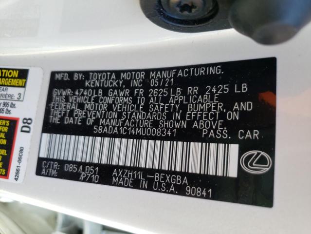 Photo 10 from auction – 2021 LEXUS ES 300H with VIN 58ADA1C14MU008341
