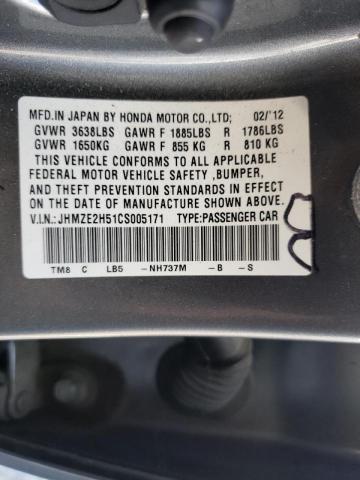 Photo 10 from auction – 2012 HONDA INSIGHT LX with VIN JHMZE2H51CS005171