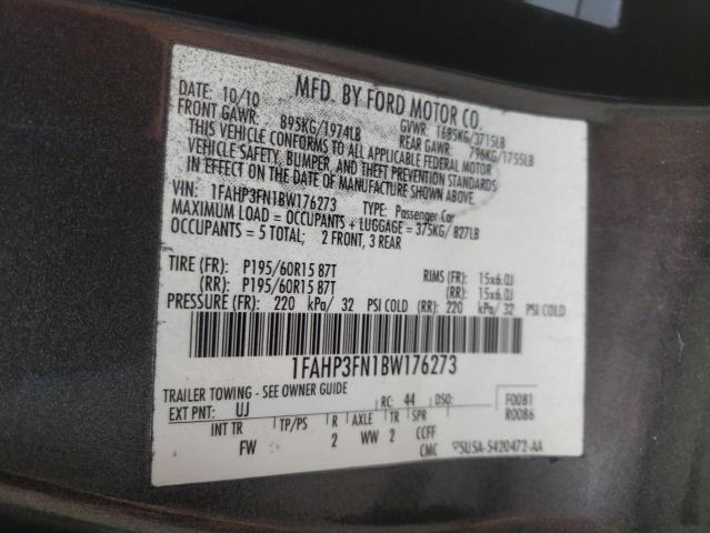 Photo 10 from auction – 2011 FORD FOCUS SE with VIN 1FAHP3FN1BW176273