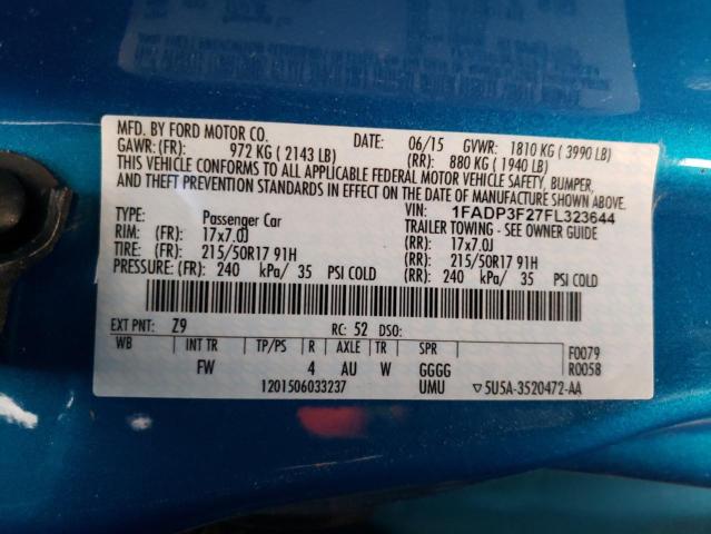 Photo 10 from auction – 2015 FORD FOCUS SE with VIN 1FADP3F27FL323644