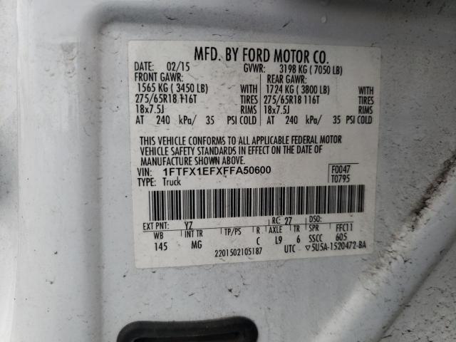 Photo 10 from auction – 2015 FORD F150 SUPER with VIN 1FTFX1EFXFFA50600