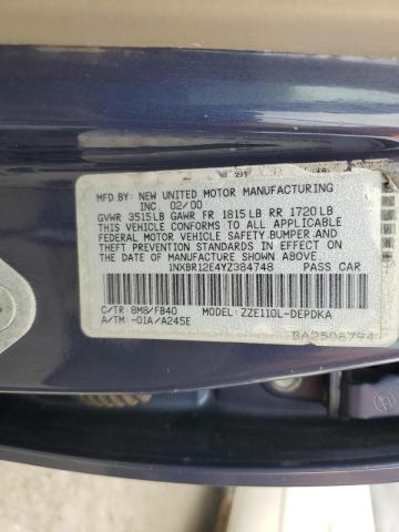 Photo 10 from auction – 2000 TOYOTA COROLLA VE with VIN 1NXBR12E4YZ384748
