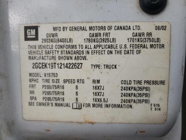 Photo 10 from auction – 2002 CHEVROLET SILVERADO with VIN 2GCEK19T121422627