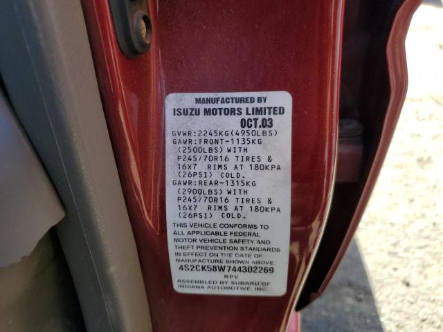 Photo 10 from auction – 2004 ISUZU RODEO S with VIN 4S2CK58W744302269