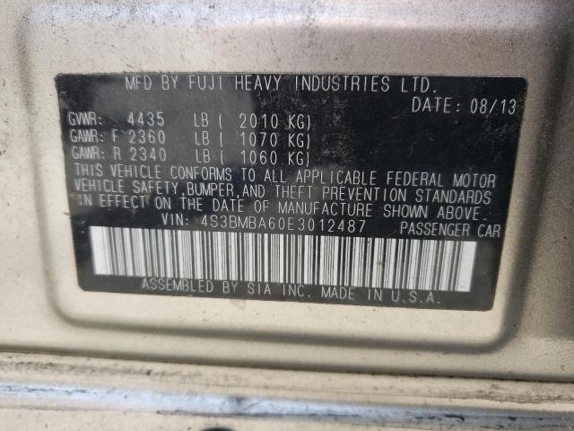 Photo 10 from auction – 2014 SUBARU LEGACY 2.5 with VIN 4S3BMBA60E3012487
