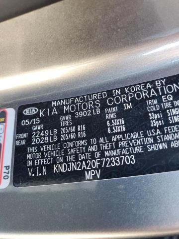 Photo 10 from auction – 2015 KIA SOUL with VIN KNDJN2A20F7233703