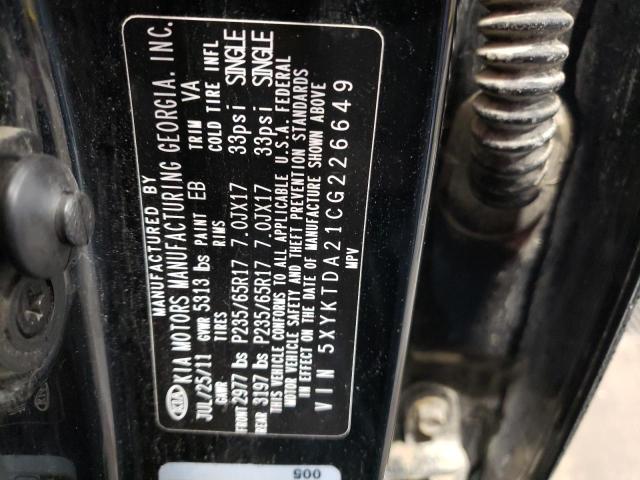 Photo 10 from auction – 2012 KIA SORENTO BA with VIN 5XYKTDA21CG226649