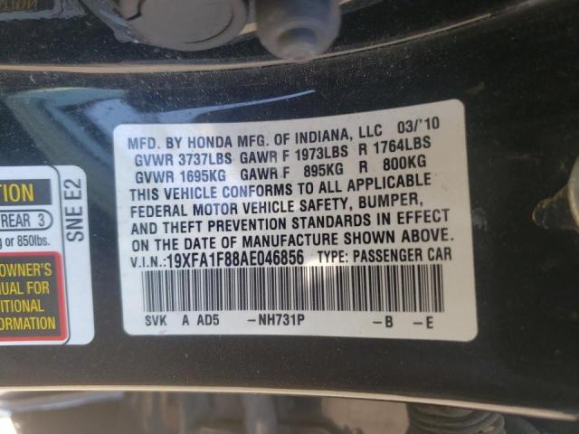 Photo 10 from auction – 2010 HONDA CIVIC EX with VIN 19XFA1F88AE046856