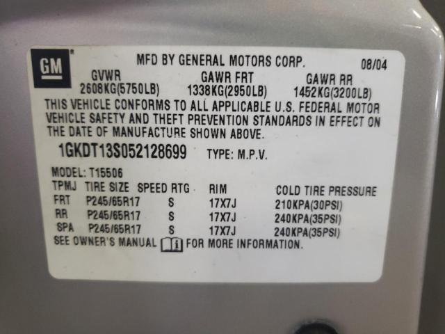 Photo 10 from auction – 2005 GMC ENVOY with VIN 1GKDT13S052128699