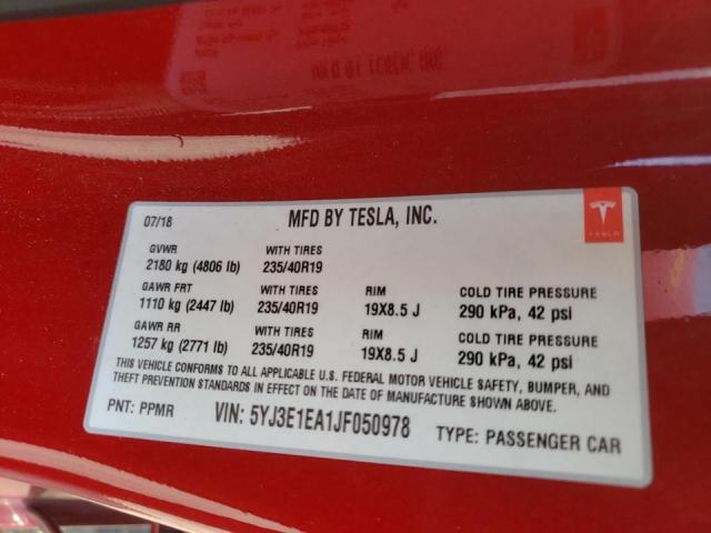 Photo 10 from auction – 2018 TESLA MODEL 3 with VIN 5YJ3E1EA1JF050978