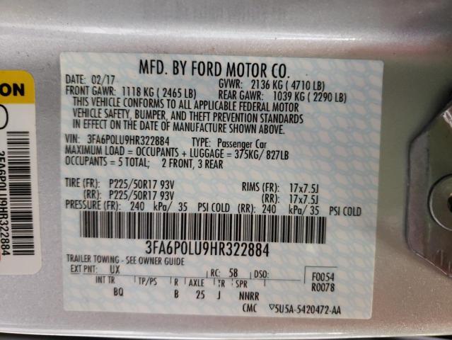 Photo 10 from auction – 2017 FORD FUSION SE with VIN 3FA6P0LU9HR322884