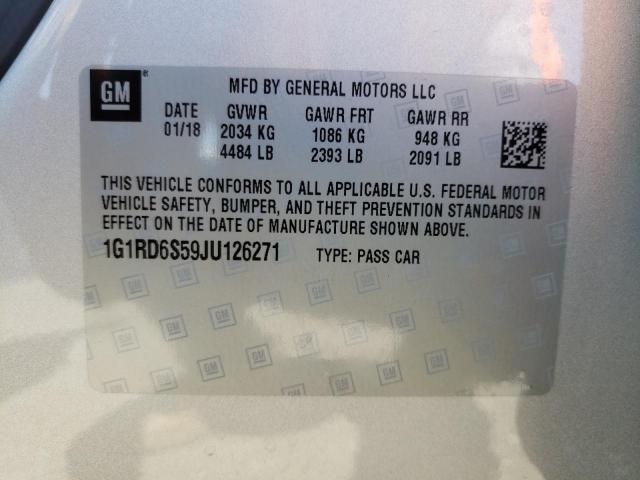 Photo 10 from auction – 2018 CHEVROLET VOLT PREMI with VIN 1G1RD6S59JU126271