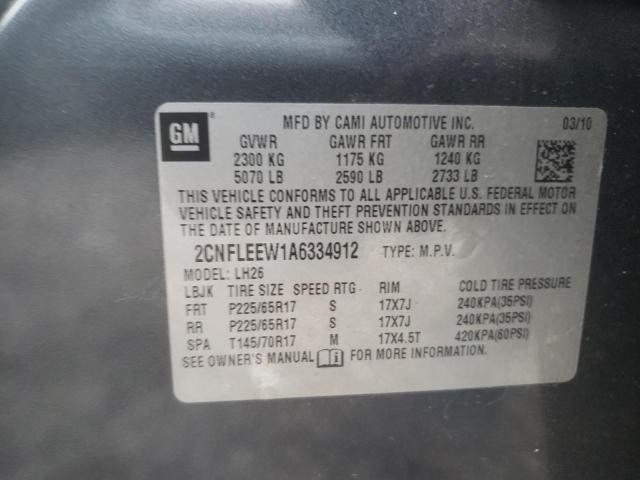 Photo 10 from auction – 2010 CHEVROLET EQUINOX LT with VIN 2CNFLEEW1A6334912