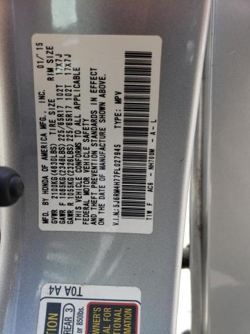Photo 10 from auction – 2015 HONDA CR-V EXL with VIN 5J6RM4H77FL027945