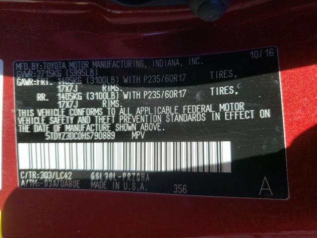 Photo 10 from auction – 2017 TOYOTA SIENNA XLE with VIN 5TDYZ3DC0HS790889
