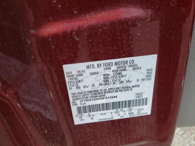 Photo 10 from auction – 2006 FORD F150 SUPER with VIN 1FTRW12WX6FA13244