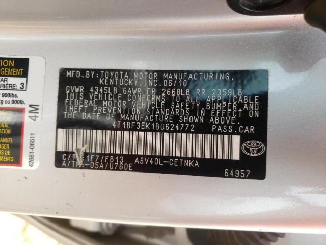 Photo 10 from auction – 2011 TOYOTA CAMRY BASE with VIN 4T1BF3EK1BU624772