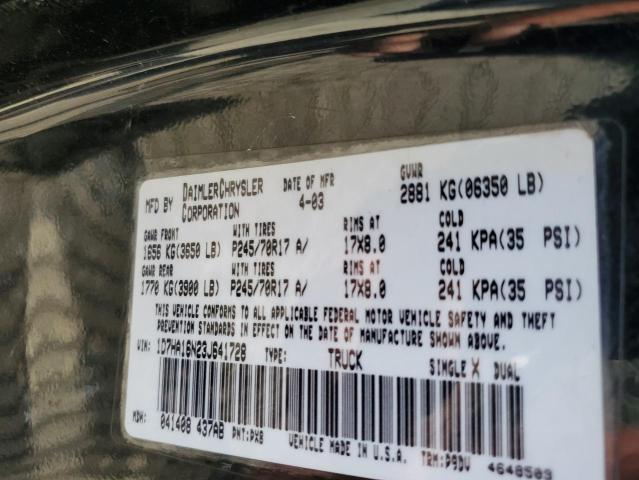 Photo 10 from auction – 2003 DODGE RAM 1500 S with VIN 1D7HA16N23J641728