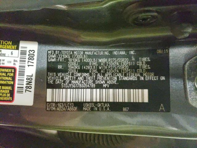 Photo 10 from auction – 2011 TOYOTA SEQUOIA LI with VIN 5TDJY5G17BS054789