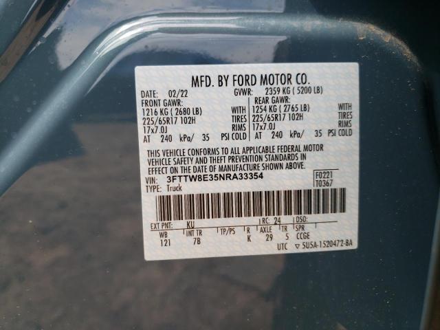 Photo 10 from auction – 2022 FORD MAVERICK X with VIN 3FTTW8E35NRA33354