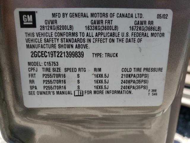 Photo 10 from auction – 2002 CHEVROLET SILVERADO with VIN 2GCEC19T221399839