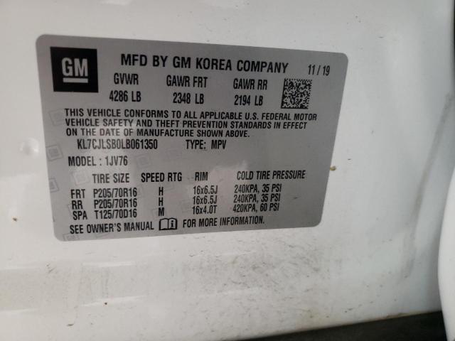 Photo 10 from auction – 2020 CHEVROLET TRAX 1LT with VIN KL7CJLSB0LB061350