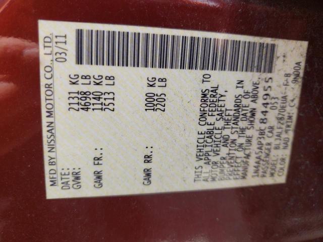 Photo 10 from auction – 2011 NISSAN MAXIMA S with VIN 1N4AA5AP3BC844955