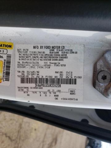 Photo 10 from auction – 2018 FORD FUSION SE with VIN 3FA6P0LU3JR235228